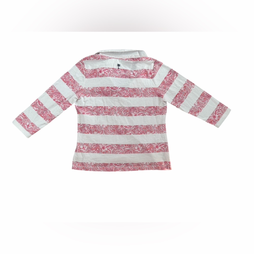 Tommy Bahama Prima Petals Striped Long Sleeve Top | Pink & White - Picture 2 of 9